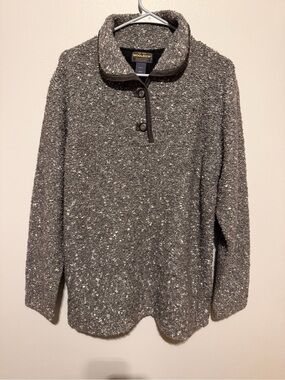 WOOLRICH Mohair Wool Blend Bouclé Knit Pullover Sweater Deer Back Motif Large